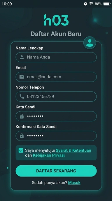 Tampilan halaman daftar h03